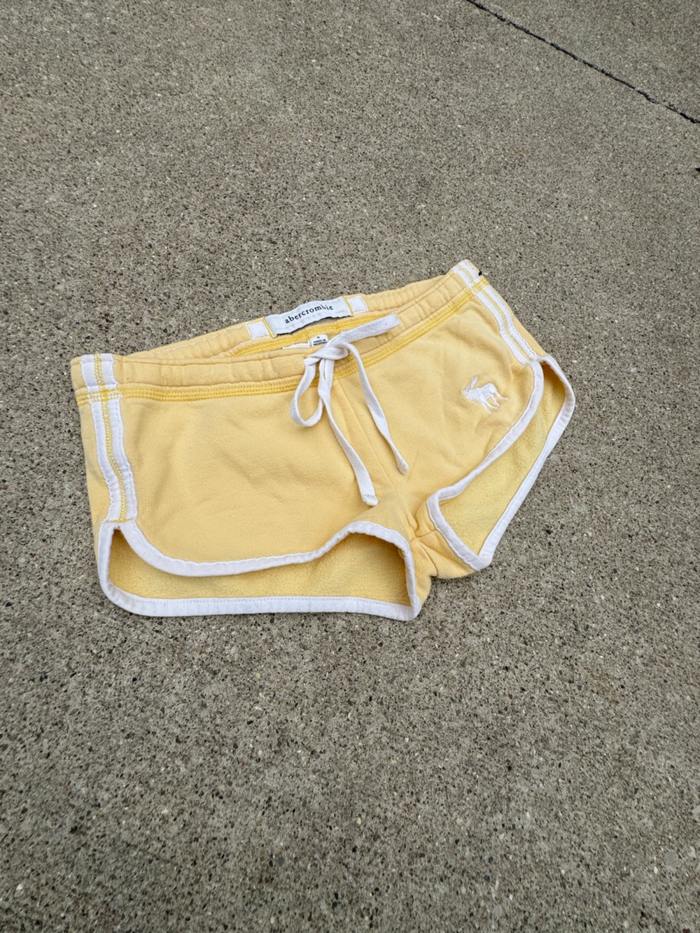 Abercrombie & Fitch Yellow Terry Dolphin Shorts with White Trim